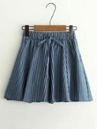 Romwe Elastic Waist Vertical Striped Skirt Shorts
