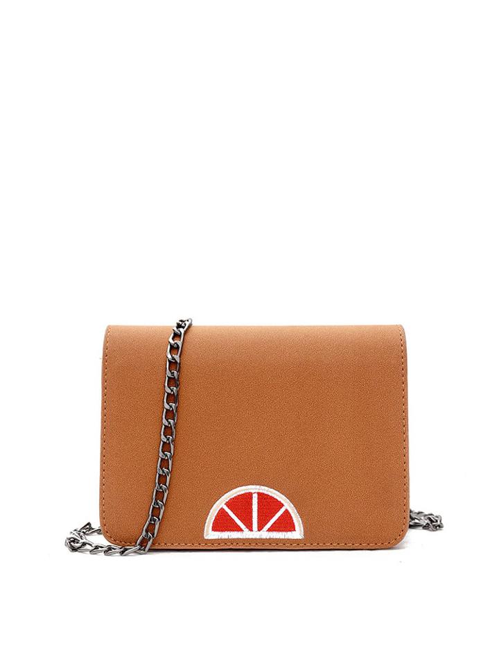 Romwe Geometric Embroidery Chain Bag