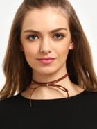 Romwe Brown Two Layers Bow Necklace