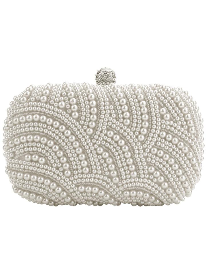 Romwe White Bead Clutch Bag
