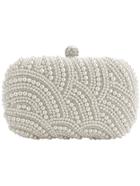 Romwe White Bead Clutch Bag