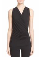 Romwe Black V Neck Ruched Tank Top