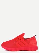 Romwe Red Mesh Lace Up Sneakers