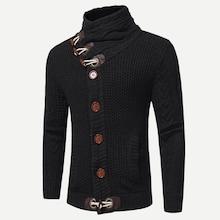 Romwe Men Ring Detail High Neck Sweater