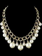 Romwe Gold Bead Tassel Chain Necklace