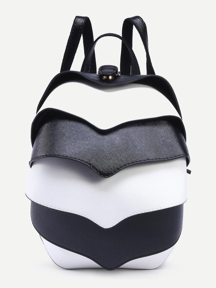 Romwe Contrast Removable Multi Layered Pangolin Backpack