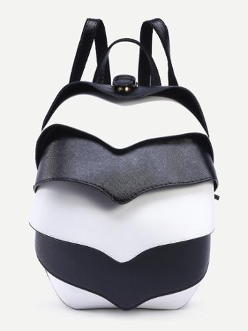 Romwe Contrast Removable Multi Layered Pangolin Backpack