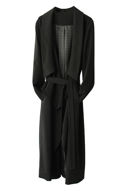 Romwe Longline Black Trench Coat