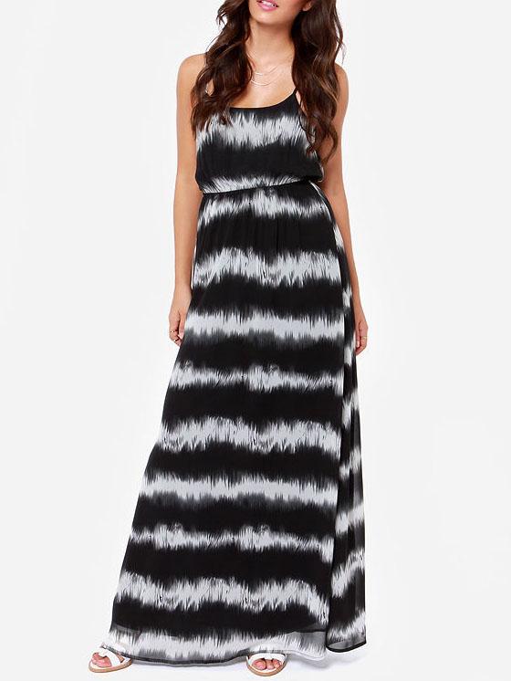 Romwe Spaghetti Strap Tie-dye Maxi Dress