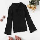 Romwe Ruffle Hem Solid Sweater