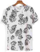 Romwe Rose Print Loose T-shirt