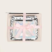 Romwe Sequin And Iridescent Zipper Bag Sets 3pcs