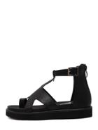 Romwe Black Toe-ring Ankle Strap Sandals