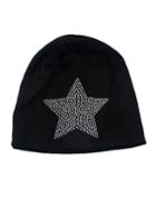 Romwe Black Cotton Stretch Star Printed Women Beanie Hat