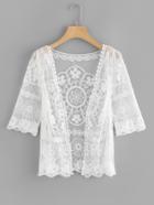 Romwe Lace Embroidered Floral Cardigan
