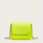 Romwe Neon Lime Flap Chain Crossbody Bag