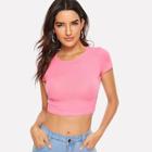 Romwe Crop Rib-knit Fitted Top