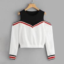 Romwe Contrast Striped Trim 2 In 1 Pullover