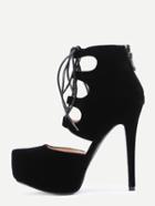 Romwe Black Lace-up Ankle Cuff D'orsey Pumps