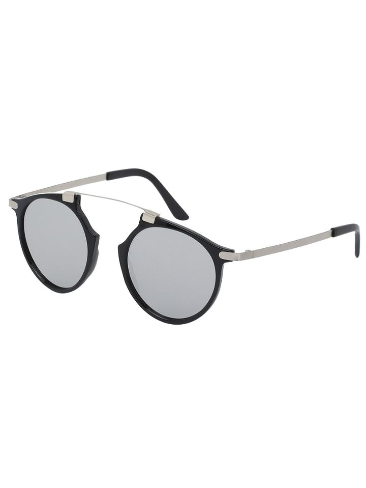 Romwe Black Frame Silver Lenses Sunglasses