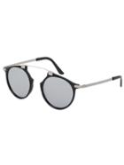 Romwe Black Frame Silver Lenses Sunglasses