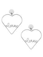 Romwe Silver Plated Heart Hollow Out Personalized Drop Earrings