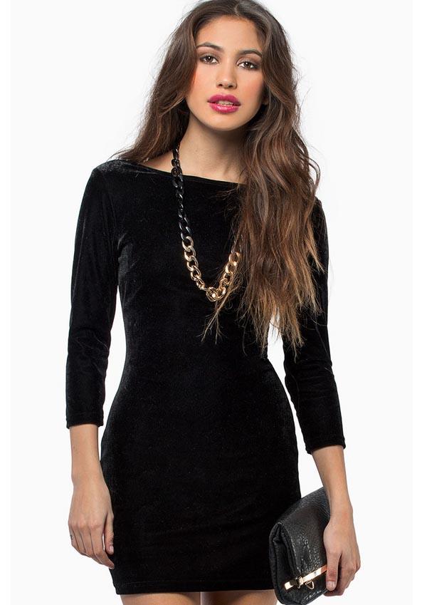 Romwe Backless Slim Bodycon Black Dress