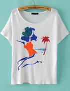 Romwe Bikini Beauty Print Loose T-shirt