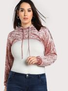 Romwe Super Crop Crushed Velvet Hoodie