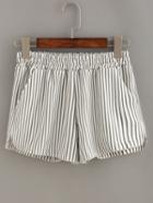 Romwe Vertical Striped Elastic Waist Shorts