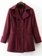 Romwe Burgundy Double Breasted Trench Coat