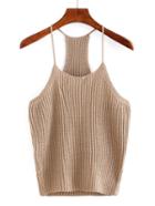Romwe Apricot Spaghetti Strap Tank Top