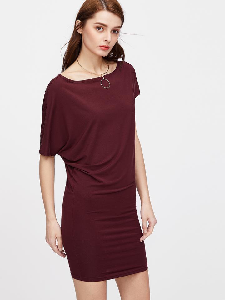 Romwe Asymmetric Sleeve Blouson Dress