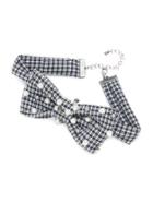 Romwe Bow Front Gingham Print Choker With Jewelry