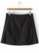 Romwe Pockets Flare Black Skirt