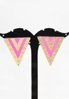 Romwe Fashion Jewelry Pink Triangle Enamel Alloy Earring