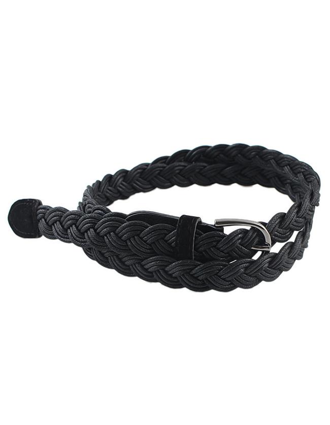 Romwe Simple Braided Rope Black Fashion Waist Belt