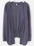 Romwe Dark Grey Asymmetrical Ruched Cardigan