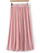 Romwe Pink Elastic Waist Straight Pants