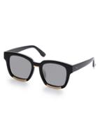 Romwe Black Frame Metal Trim Grey Lens Classic Sunglasses
