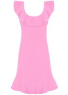 Romwe Ruffle With Zipper Peplum Hem Pink Dress