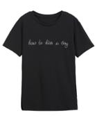 Romwe Letters Embroidered Split Black T-shirt