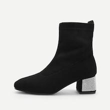 Romwe Suede Chunky Heeled Boots