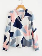 Romwe Abstract Geo Print Blouse