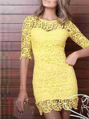 Romwe Crochet Open Back Lace Bodycon Dress