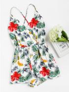 Romwe Random Surplice Cross Open Back Self Tie Romper