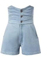 Romwe High Waist Single-breasted Denim Light Blue Shorts