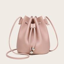 Romwe Bucket Crossbody Bag With Drawstring