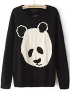 Romwe Round Neck Panda Print Sweater