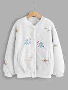 Romwe Floral Embroidered Single Breasted Jacket